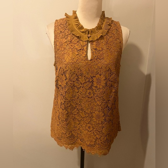 J Crew Burnt Umber Lace Sleeveless Top, size 8 - Picture 1 of 9